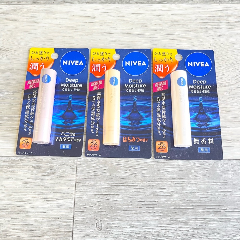 Lot 3 NIVEA Lip Stick Cream Balm Popular Japan Deep Moisture Melty 2.2g lipstick